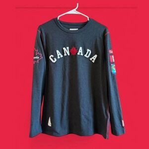 Men's "Canada" GGS Vintage Collection‎ Long Sleeve Gray T-Shirt w/Patches-Size M